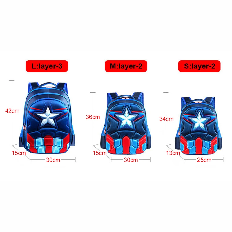 Cartable Spiderman Captain America pour garçons, sac à dos de maternelle pour enfants et adolescents