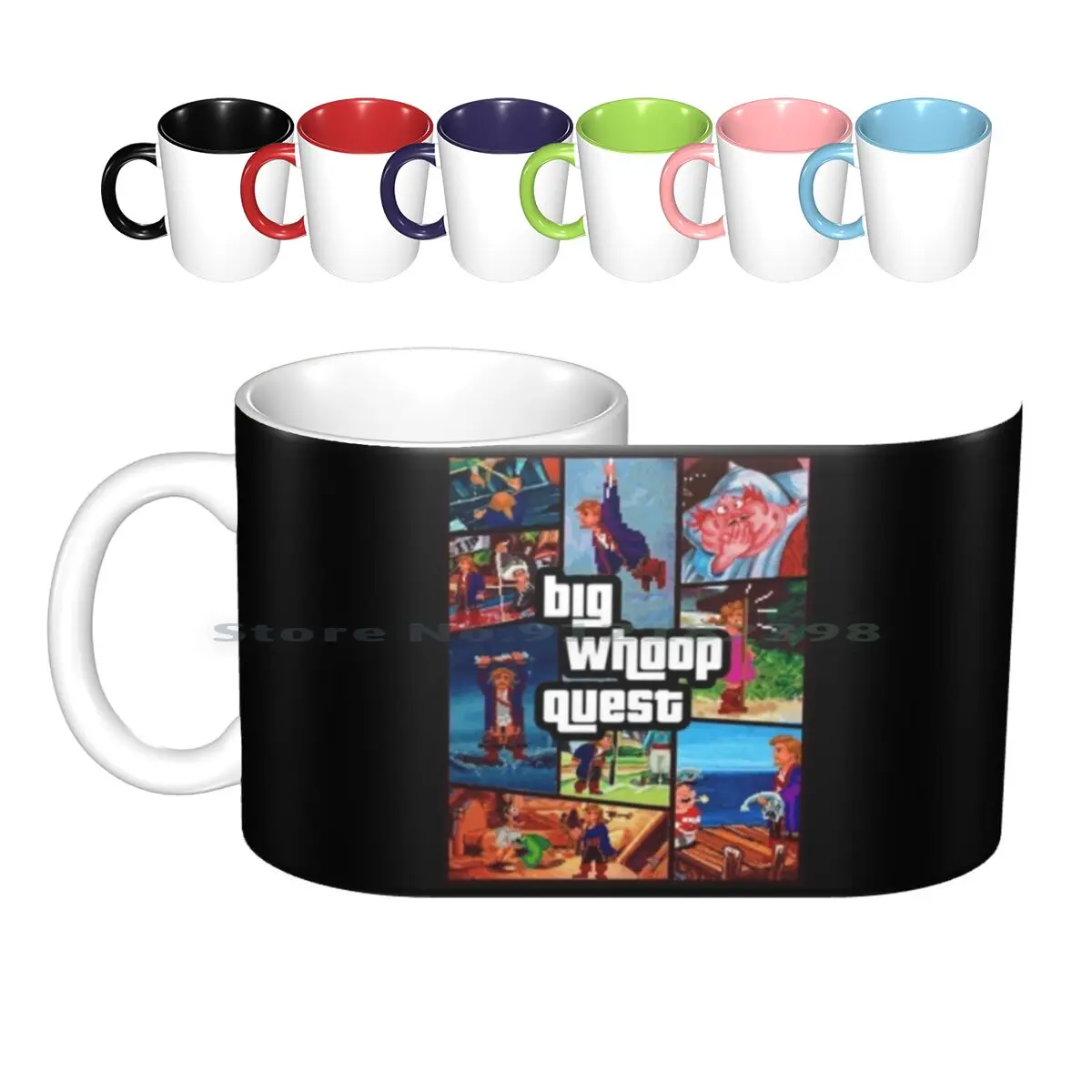 Big Whoop Quest-T-Shirts , Gadgets & Face Masks Ceramic Mugs Coffee Cups Milk Tea Mug Monkey Island Grand Guybrush Threepwood