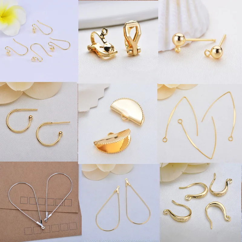 50pcs hollow circle drop water Earrings Drop bling Ear Studs Connector Posts Pins Base Settings Jewelry Making handmade DIY