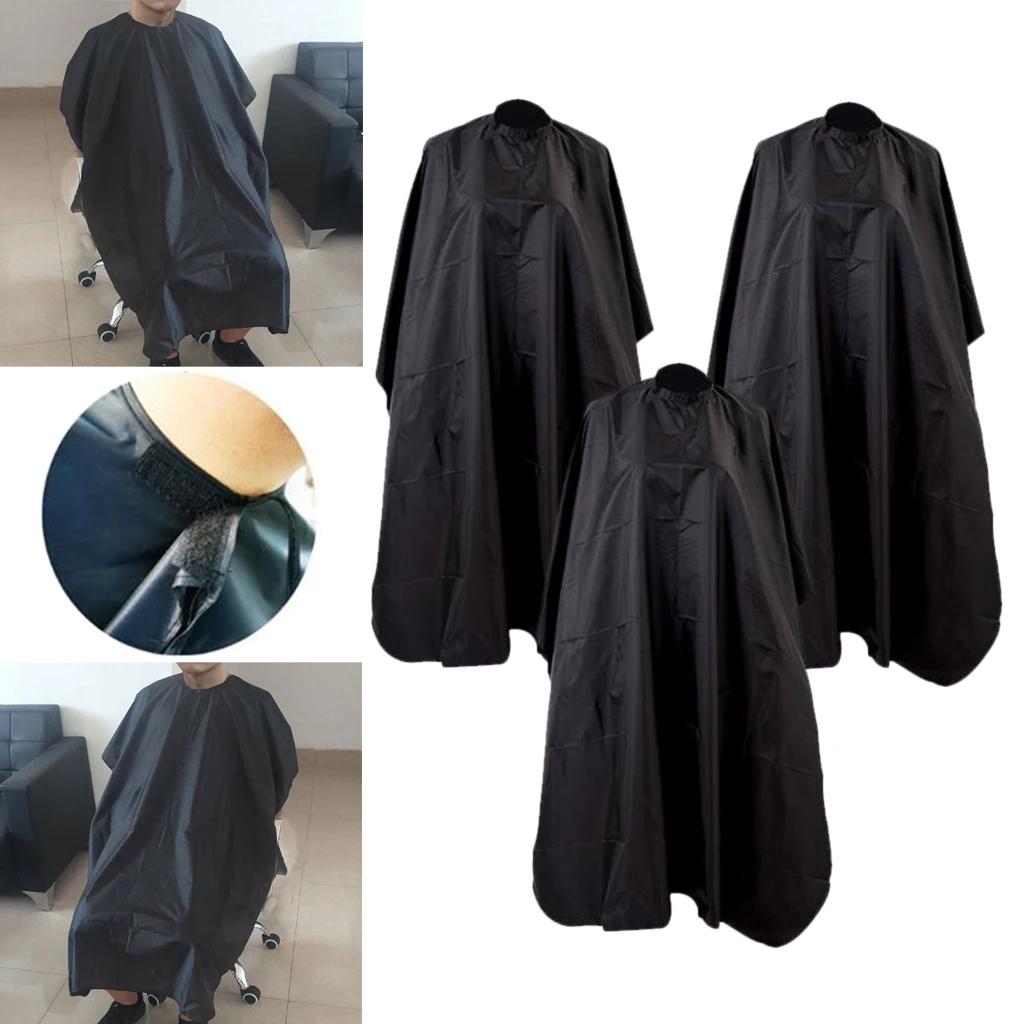 3 Pieces Hairdressing Salon Cape Haircut Hair Coloring Gown Washable Black