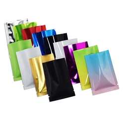 200pcs/lot Glossy Aluminum Foil Open Top Vacuum Pouch Heat Seal Food Vacum Bag Matte Colored Mylar Foil Packing Sample Bags