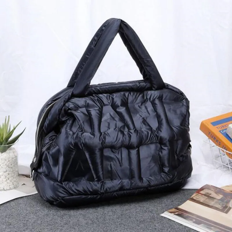 2022 New Winter Large Capacity Shoulder Bag for Women Waterproof Nylon HandBags Space Pad Cotton Feather Down Crossbody