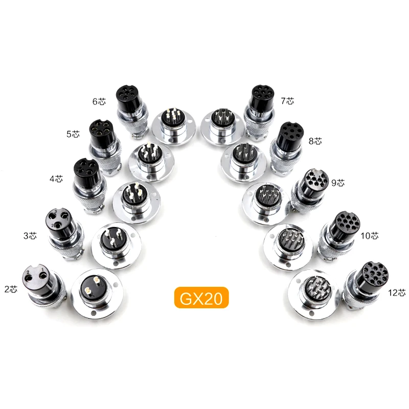 Waterproof GX16 GX20 French Circular Aviation Connector 6/4/5/3/7/8/9/10/12/14/15Pin Male Female AV Industry Power Socket Plug