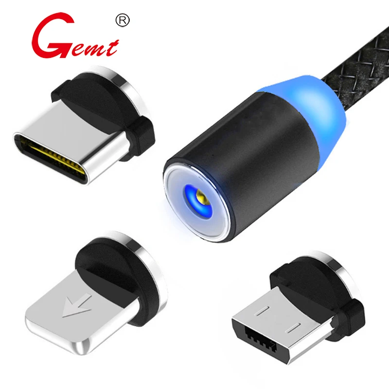 GEMT-كابل مغناطيسي Micro USB/Type-C ، شحن سريع ، للهاتف الخلوي ، متوافق مع iphone Samsun ، Android