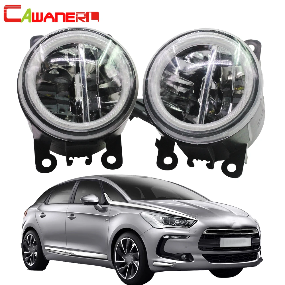 

Cawanerl Car Styling 4000LM LED Lamp H11 Front Fog Light + Angel Eye Daytime Running Light DRL 12V For Citroen DS5 2012-2016