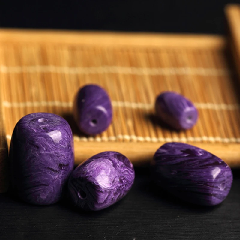 4A Natural Charoite Quartz Crystal Barrel Single Bead DIY Jewelry Making