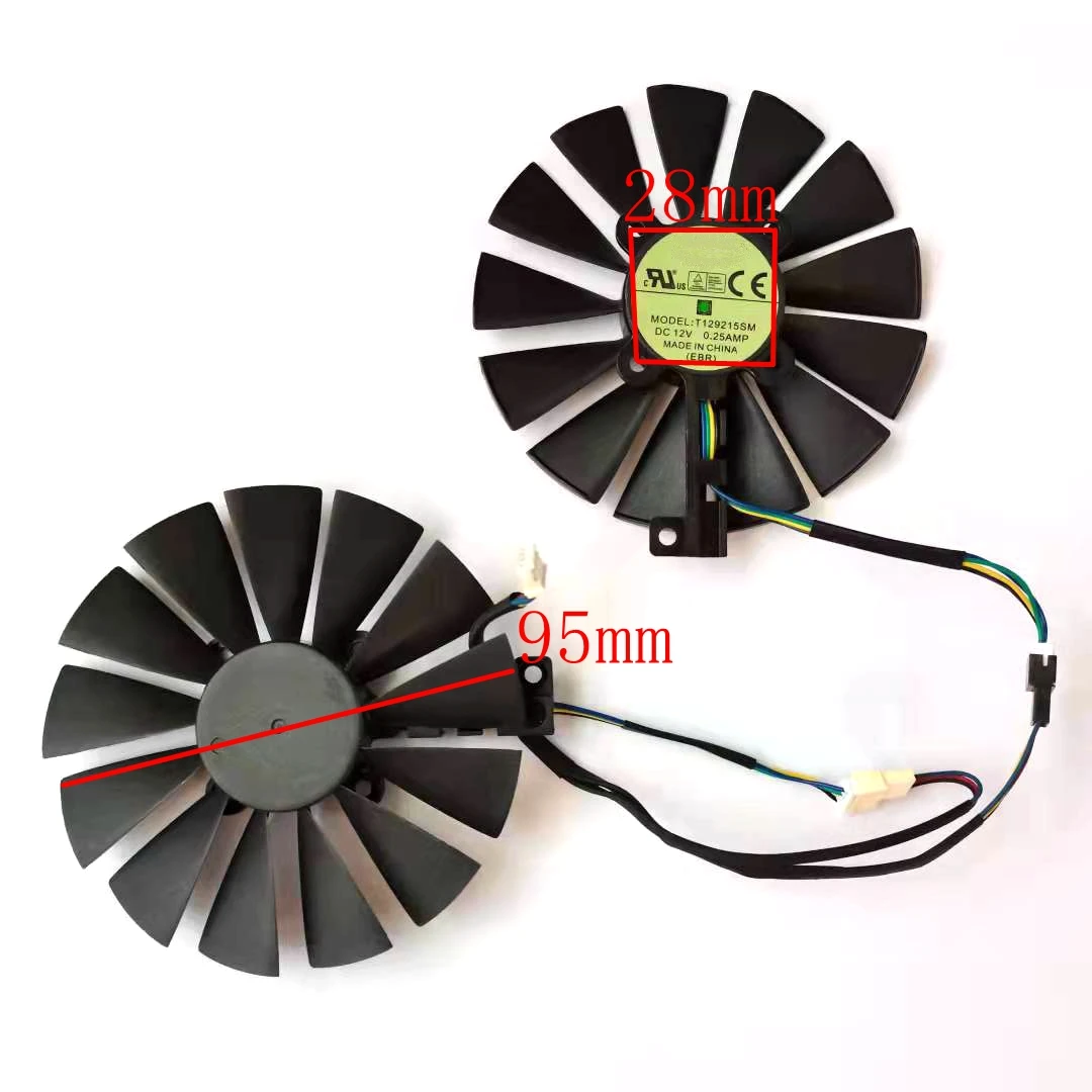 New T129215SM PLD10010S12H for ASUS ROG STRIX Dual RX 470 570  AMD RX470 RX570 GTX1050TI GTX1080TI Graphics Card Fan