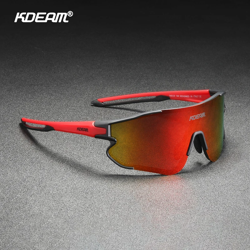 Mirror Sports Sunglasses Men Polarized Oversized Cool TR90 Safety Shades KDEAM UV400 Unbreakable Glasses With Free Box