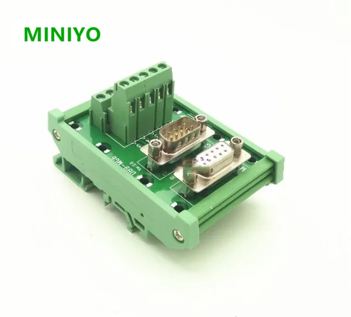 

Dual DB9 D-Sub DIN Rail Mount Interface Module , 2-Ports DB9 Female Male Breakout Board terminals