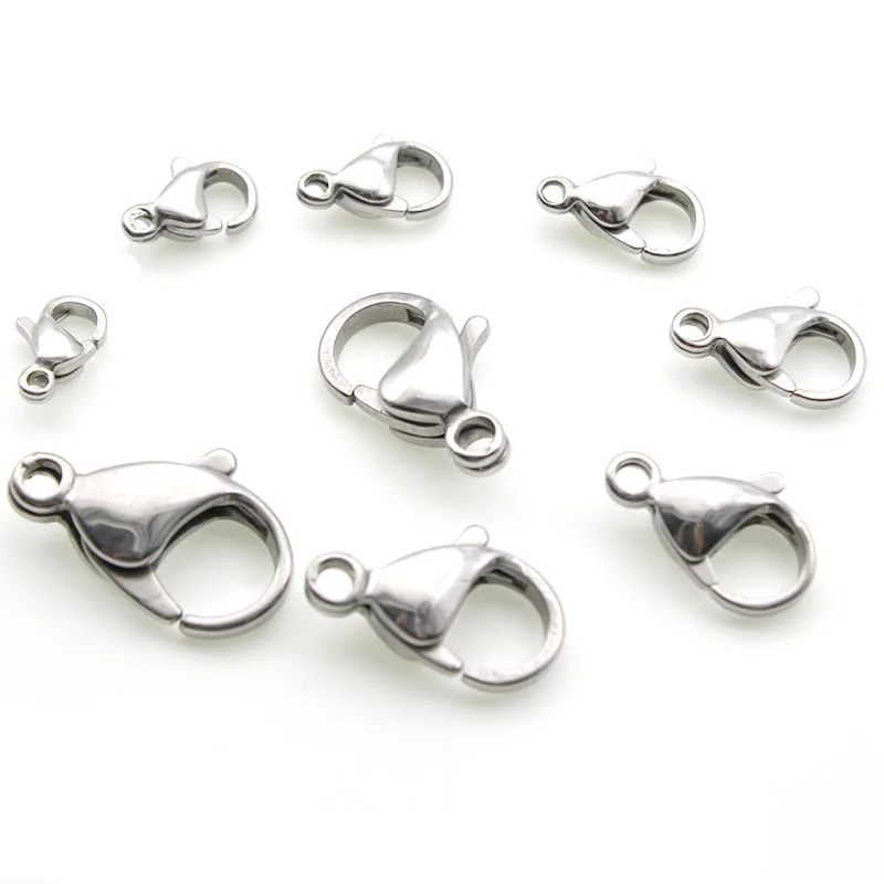 

30pcs/lot Lobster Clasps Stainless Steel Jewelry Finding Claw Clasp Hooks for Diy Necklace & Bracelet Chain Making 9/10/12/19MM