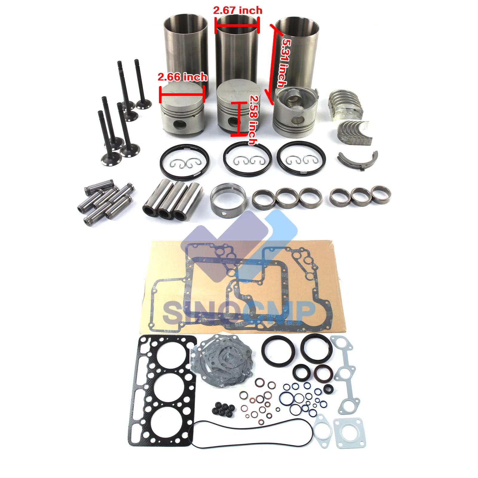 STD D750 D750-B Overhaul Rebuild Kit For Kubota B5200D B5200E B7100 B7100HST-DT B7100HST-E B7100HST-II-DT Tractor