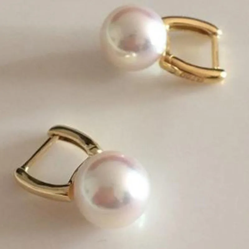 stunning 10-11mm south sea white pearl dangle earring 18k