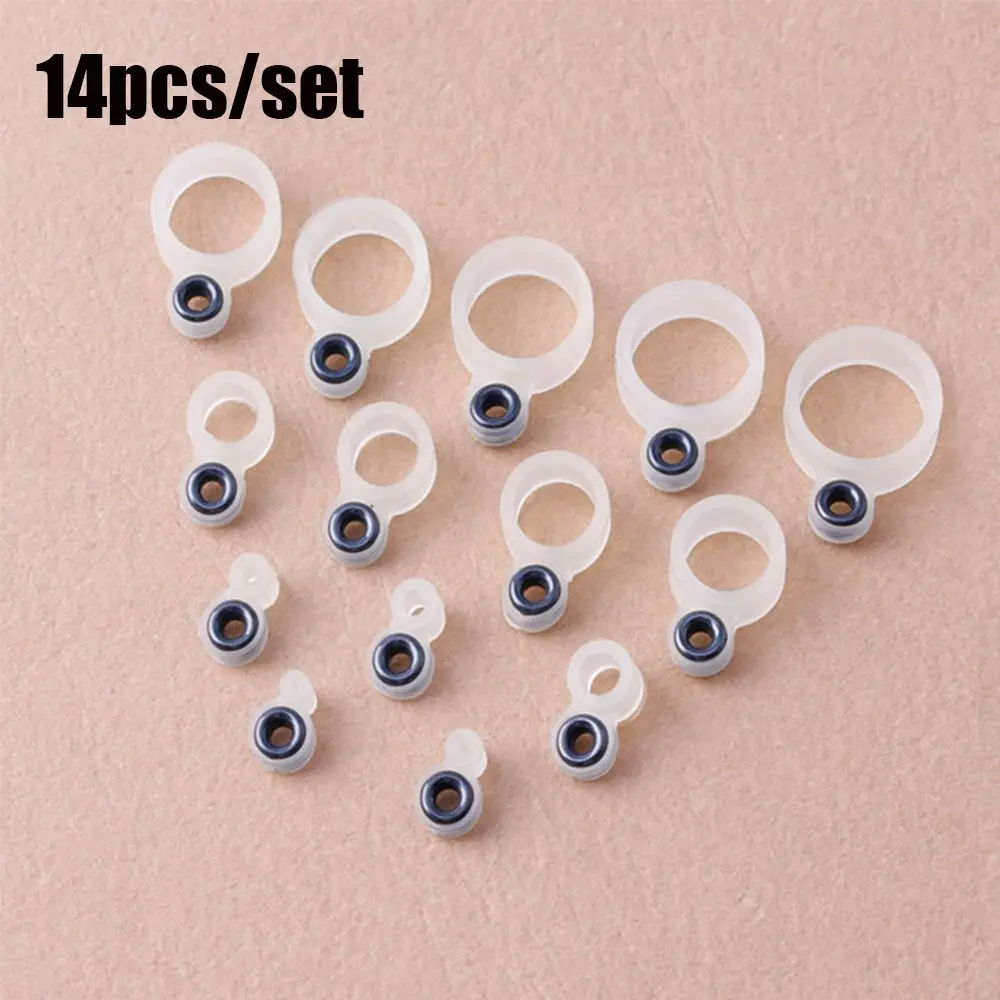 14Pcs Fishing Rod Wire Ring Silicone Fishing Line Guide Ring Different Size 1-14