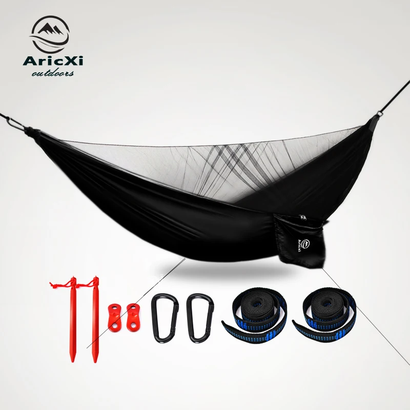 Aricxi Hammock Portable Camping Hammock Folding Backyard Parachute Rope Hammock Garden Tree Hammock with Mosquito Net