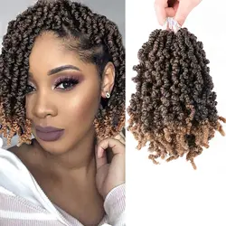 Cabello trenzado de 10 pulgadas, postizo de cabello sintético de ganchillo, rizado, ombré, Bob Passion Twists