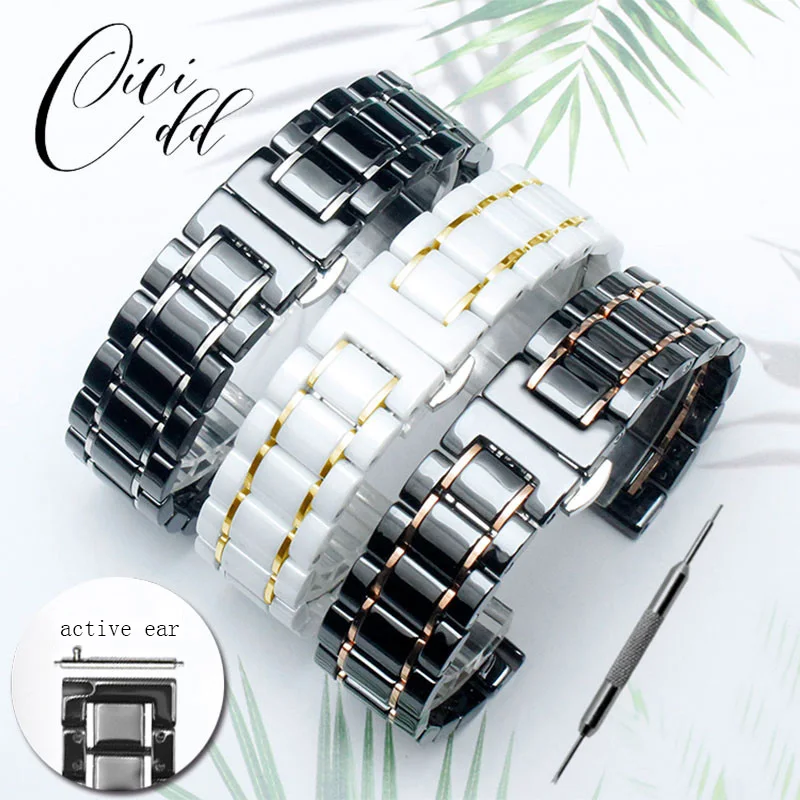 CICIDD Ceramic Watchband Men's And Women's Universal Steel Wristband Suitable For R-olex Tissot L-ongines Watch Accessories