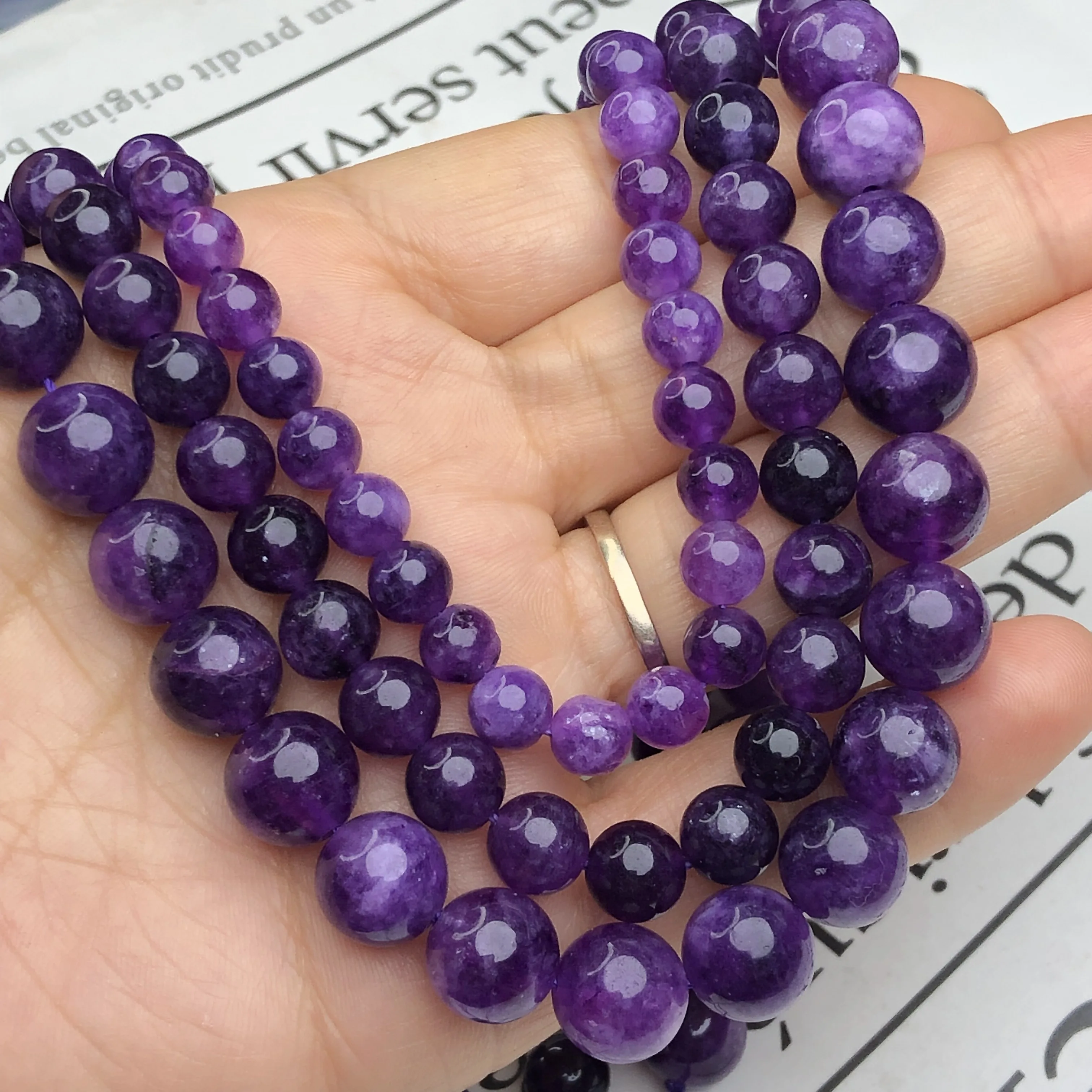 Natural Stone Amethysts Beads Round Loose Spacer Purple Crystal Beads For Jewelry Making Diy Women Bracelet Accessories 6/8/10MM