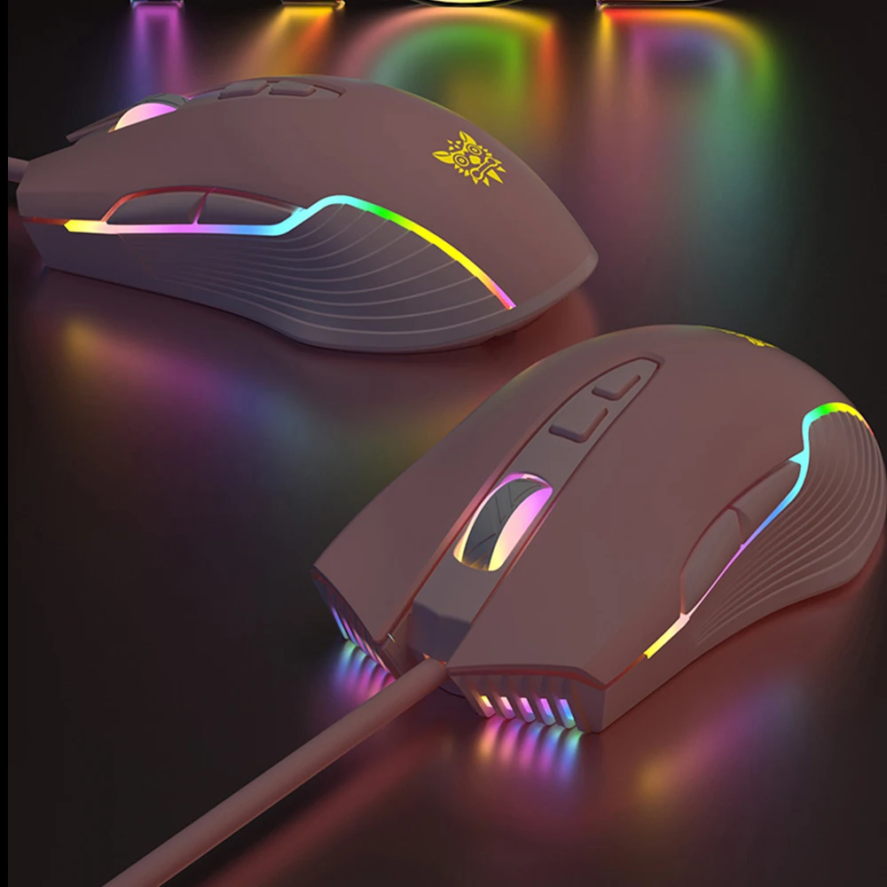 RGB Backlight Gaming Mouse, 6-Speed Adjustable 6400 DPI, USB Wired Pink Girl Game Dedicated Mice,For Laptop Computer Gamer