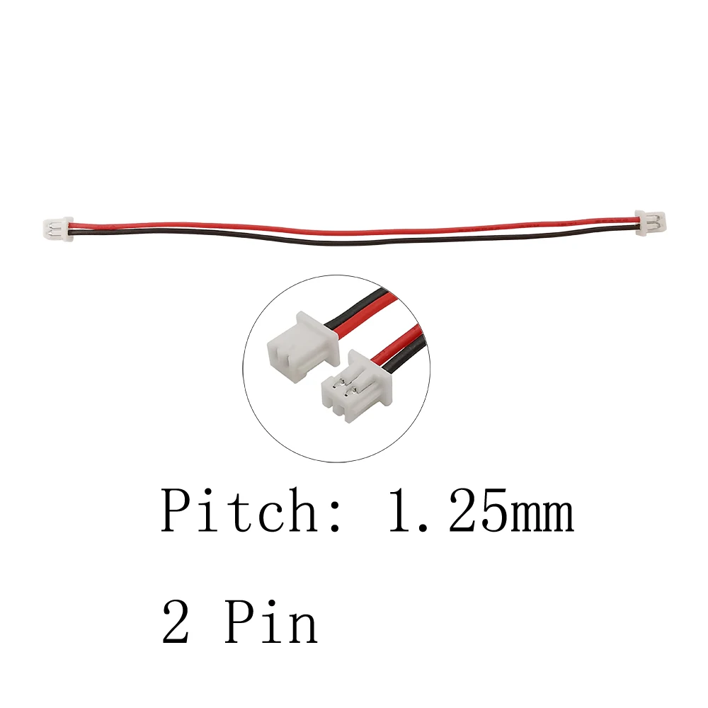 5/10/20Pcs JST 1.25mm 2 Pin Wire Cable Connector Pitch 1.25 mm Double Female Plug Micro JST 1.25 2p 10cm 15cm 20cm 30cm