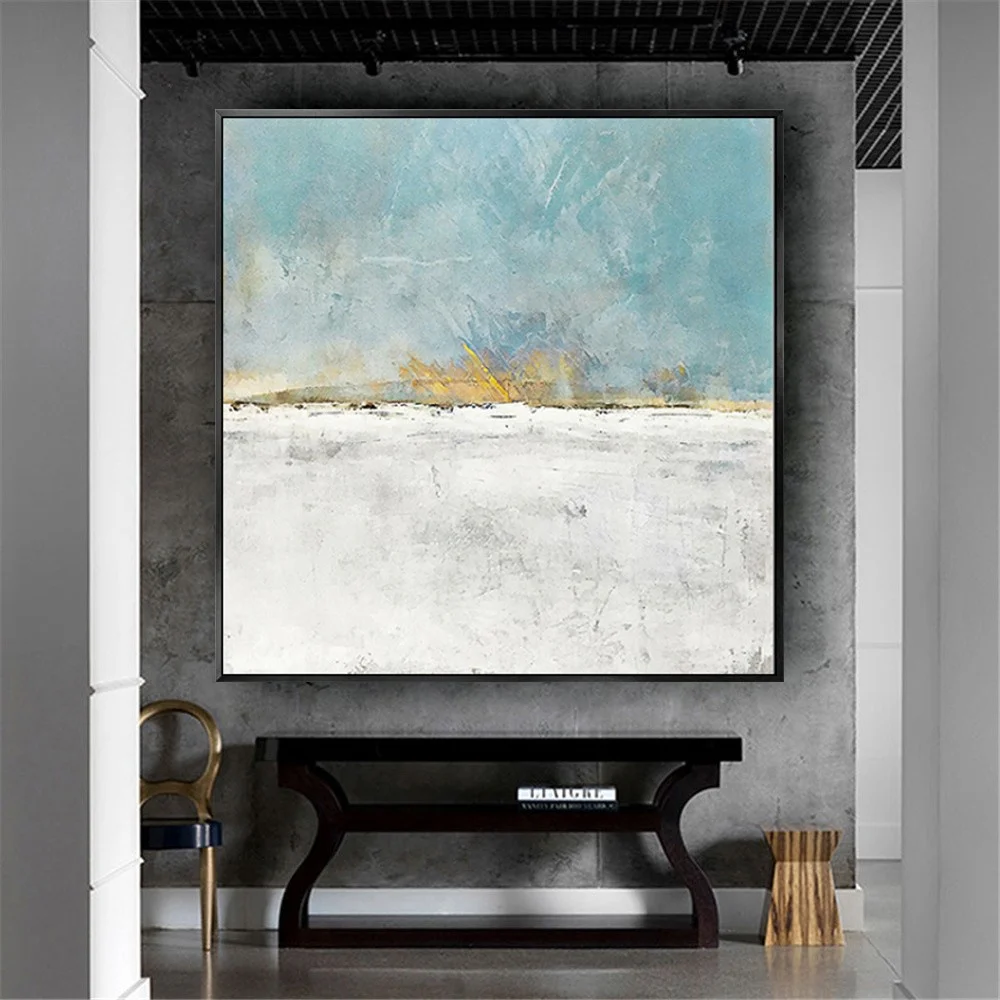 

Картина маслом на холсте с изображением пейзажа, настенный постер ручной работы с золотым дождем для украшения гостиной, Скандинавская роспись вручную