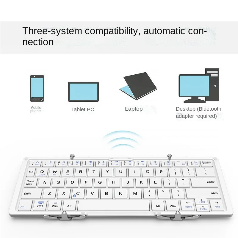 BOW HB066-Clavier Bluetooth Portable Pliable BT 5.1, Sans Fil pour iOS Android, Windows, PC, Tablette, Batterie Rechargeable