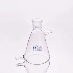 Filtering flask with side tubulature 300ml 24/29,Triangle flask with upper and bottom side tube,Filter Erlenmeyer bottle