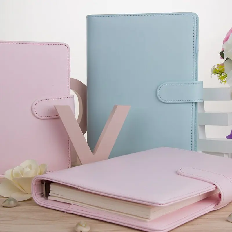 MINKYS Macaroon Color A6/A5 PU Leather DIY Binder Photocards Collect Book Diary Agenda Planner Bullet Cover Album Stationery