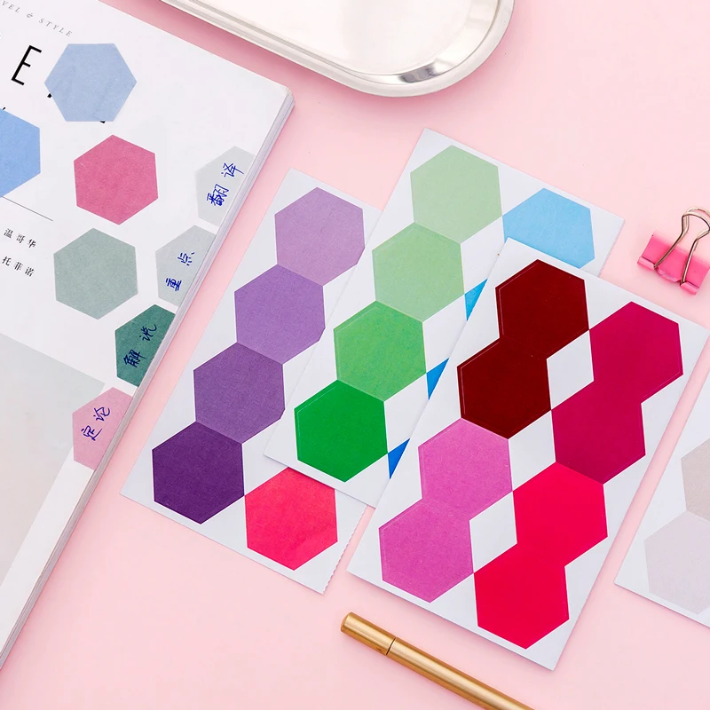 Mohamm 2 Sheets/lot Cute Paper Page Flags Sticky Notes Tabs Planner Stickers Notepad Memo Pads Stationery Bookmark Rainbow
