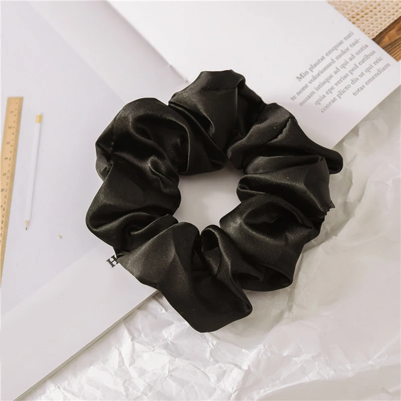 Women Silk Scrunchie Elastic Handmade Multicolor Hair Band Ponytail Holder Headband Hair Accessories 1PC Satin Silk Solid Color