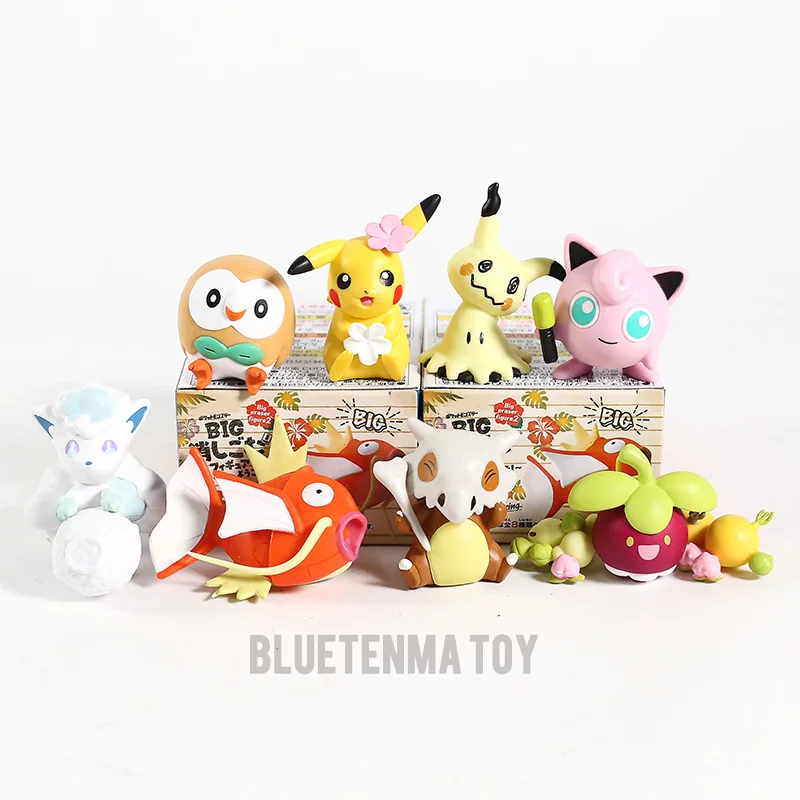 PokeMon Pikachu Big Eraser Figure Vol 2 Rowlet Vulpix Mimikyu Cubone Clefairy Magikarp Bounsweet 8pcs/set