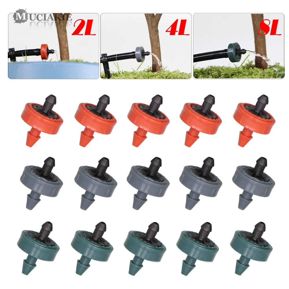 

MUCIAKIE 200PCS 2L 4L 8L Pressure Compensate Emitter Garden Drip Compensation Regulator Irrigation Steady Flow Drippers