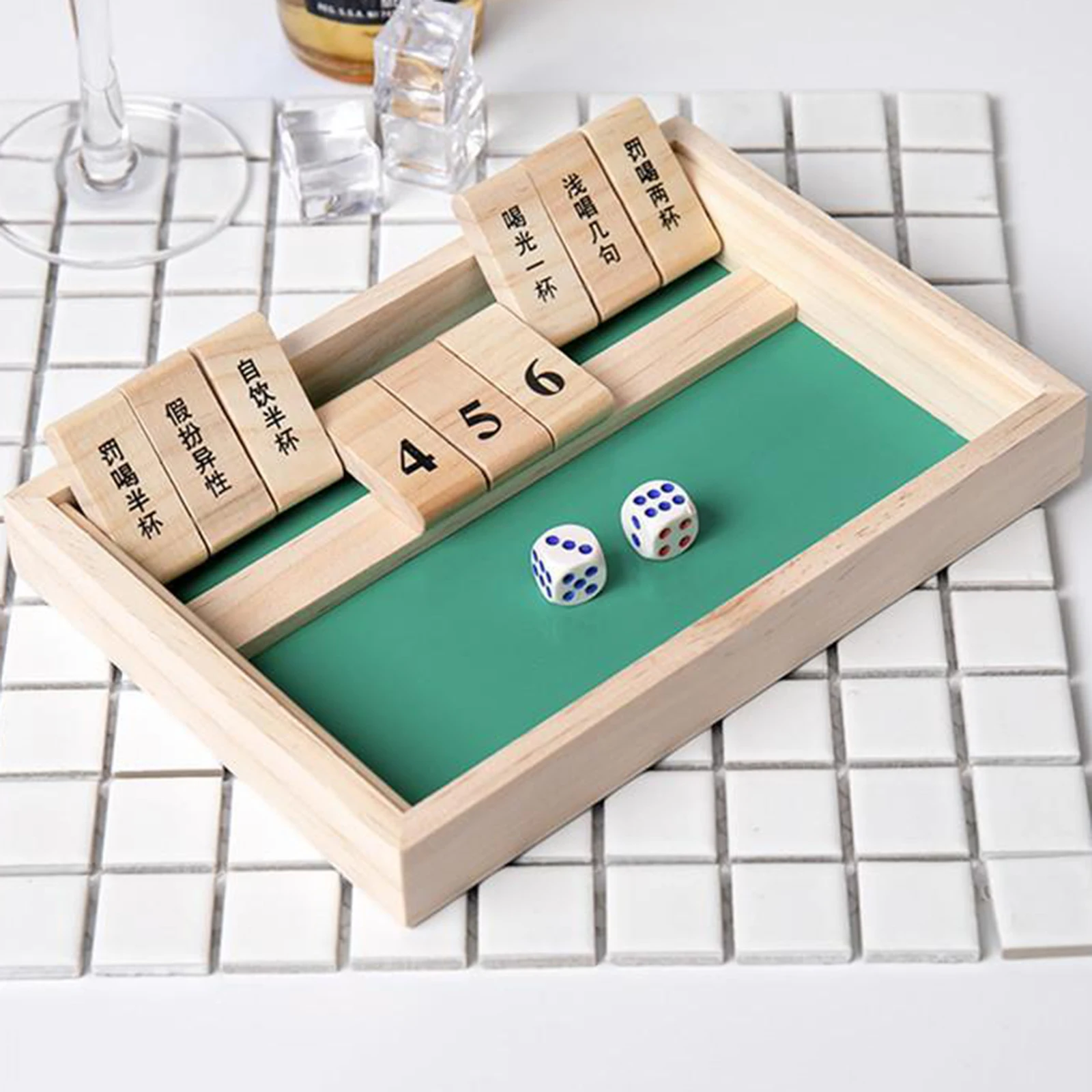 Games Deluxe Closed The Box Wooden Board Game with Dice & 9 Numbers