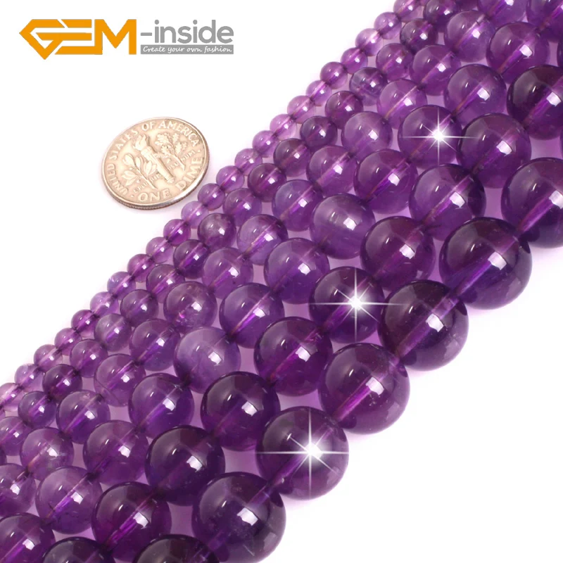 

AAA Grade Smooth Round Natural Genuine Light Purple Amethysts Gem Stone Beads For Jewelry Making DIY Strand 15 Inches Wholesale