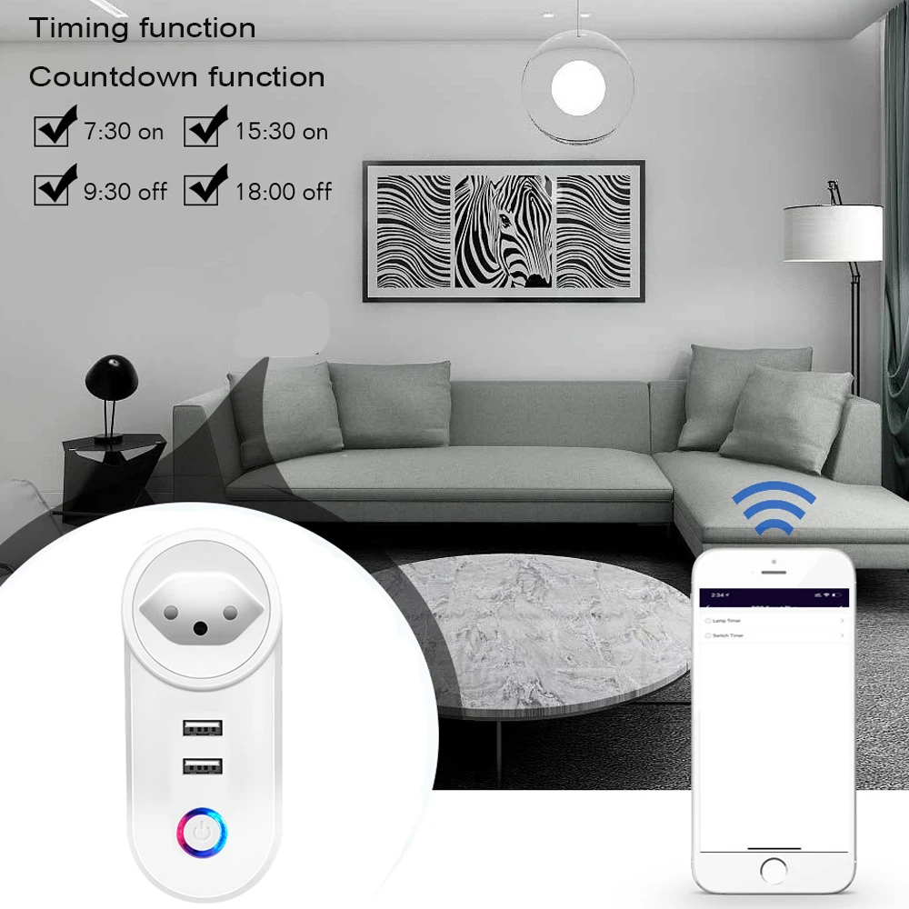 Wifi Smart Switzerland Socket Wi-Fi Mobile Wireless SW Plug 16A  Tuya APP Remote Control Work For Alexa Google Home