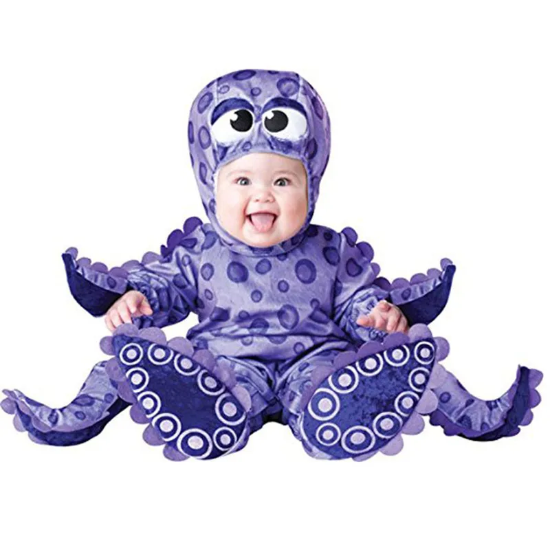 Carnival Halloween Outfits Purple Octopus Baby Boys Girls Costume Animal Rompers Jumpsuit Toddlers Infant Clothes