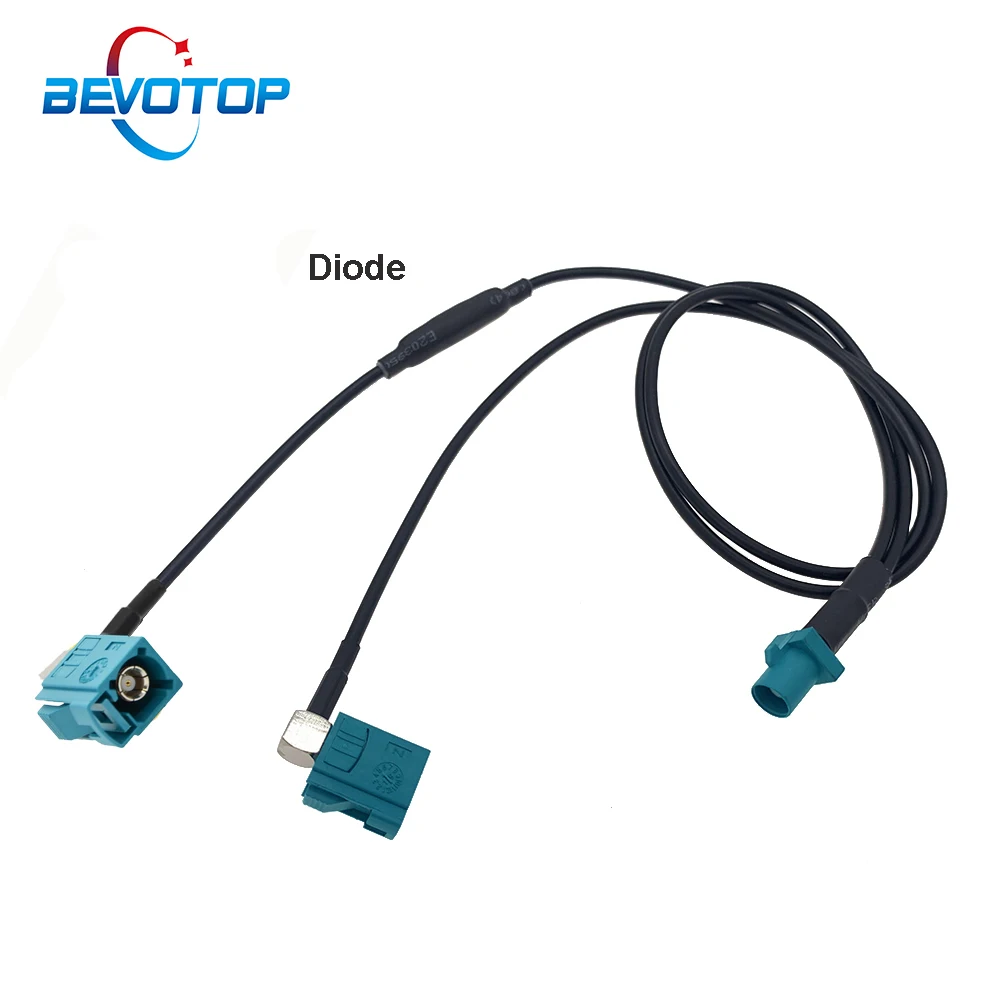 Fakra Z Male to Dual Fakra Z Female Right Angle Y Type Splitter Cable With Diode RG174 Pigtail Car GPS Antenna Extension Cord