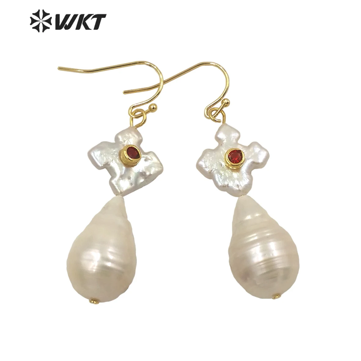 

WT-MPE056 Elegant Gorgeous Natural Freshwater Baroque Drop Earrings Fashion Office Style White Real Pearl Teardrop Decoration