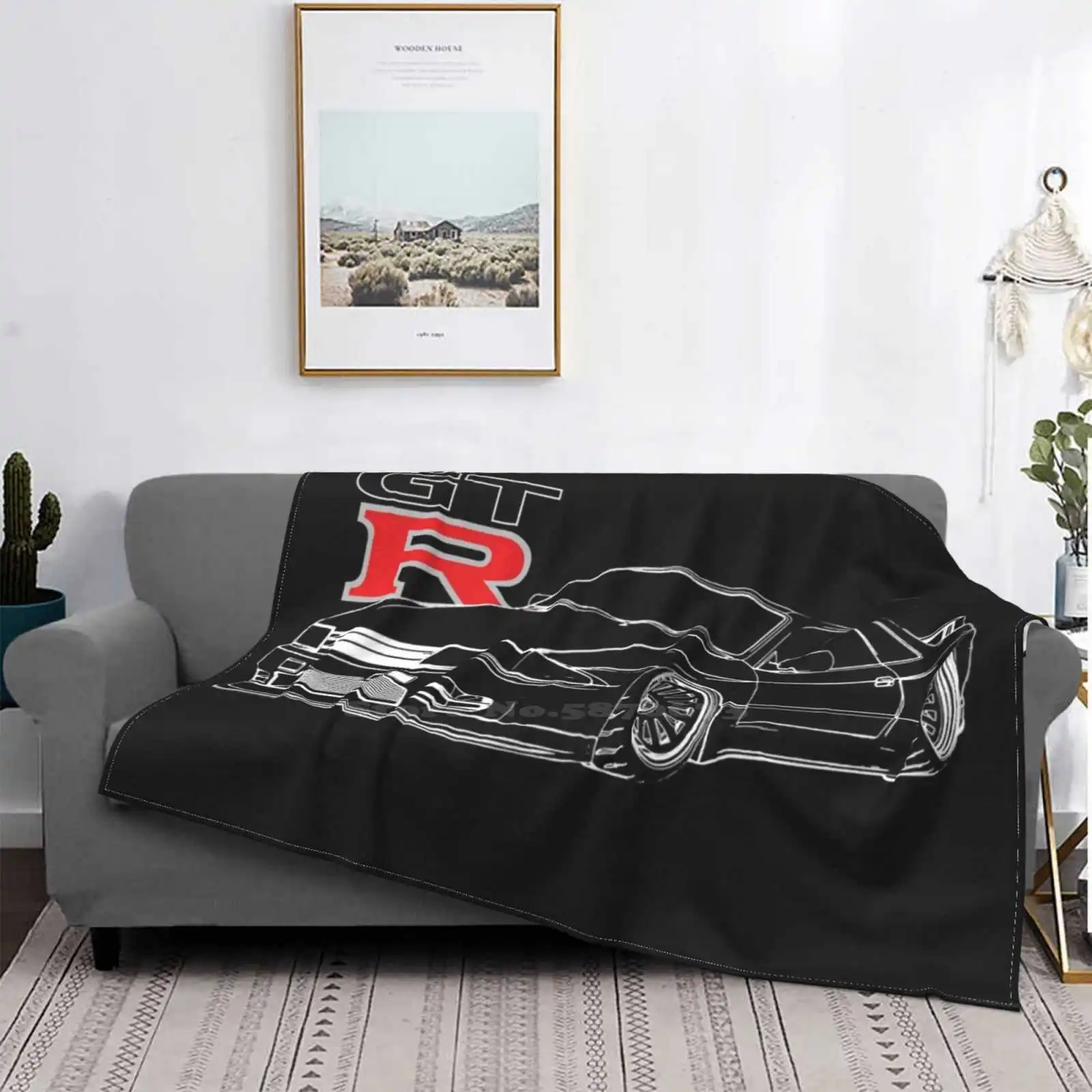 Gtr R32 Skyline Line Graphic Racing Fashion Soft Warm Flannel Blanket Nissian Skyline R33 R34 R35 Gtr V Spec Vspec Rb26Dett