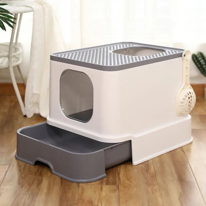 

Cat Litter Box Fully Enclosed Drawer Top-entry Cat Toilet Dog Potty Anti-splash Cat Tray with Scoop Pet Dog Bedpan Easy Clean