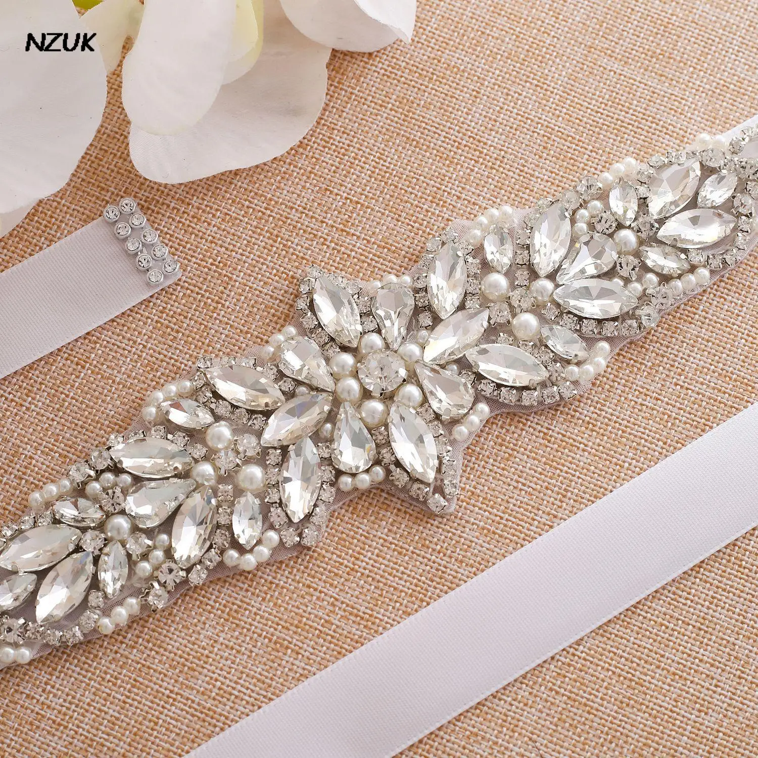 NZUK-Cinturón de novia con adornos de diamantes de imitación para mujer, cinturón de boda ostentoso, para vestidos de dama de honor, Beltceinture mariage