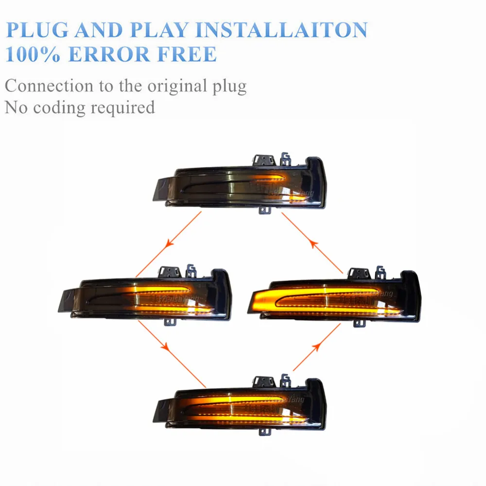 2 Stück Dynamische Blinkleuchte LED-Seiten-Spiegelanzeige für Mercedes Benz W204 CLA A B C E S GLA GLK CLS Klasse W176 W212 – Detail 2