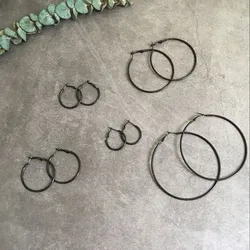 Nickel Free Black Hoop Earrings Loop Earrings Celebrity Brand Earrings Women Gift Fashion Jewelry 3.0-10.0cm