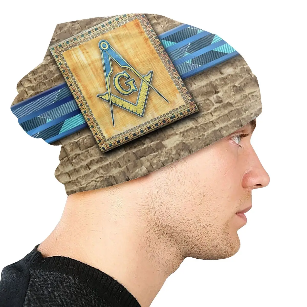 Egyptian Pyramid Square Compass Bonnet Hats Knit Hat Vintage Autumn Skullies Beanies Hat Masonic Mason Freemason Dual-use Caps