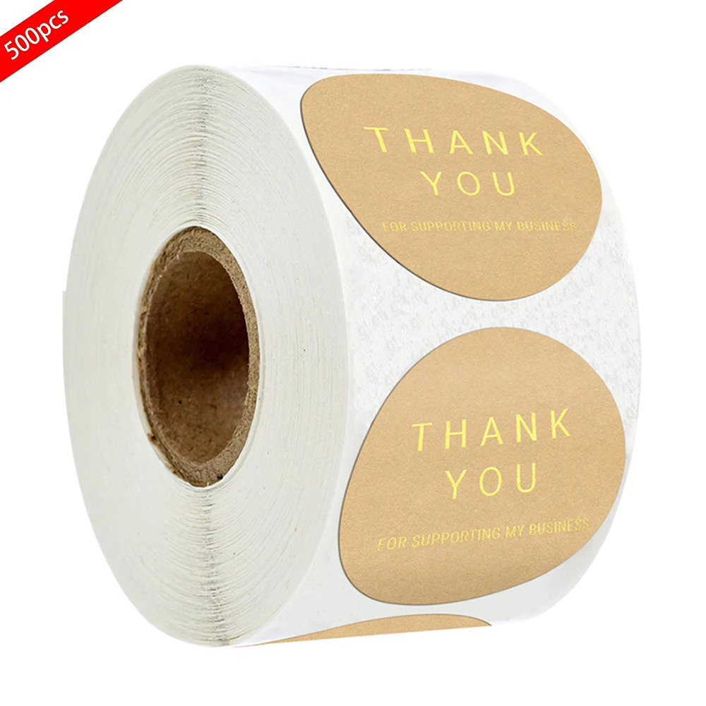 500 Pcs Round Thank You Kraft Stickers 1 Inch Gold Labels Wedding Pretty Gift Cards Envelope Sealing Label Stationery Stickers
