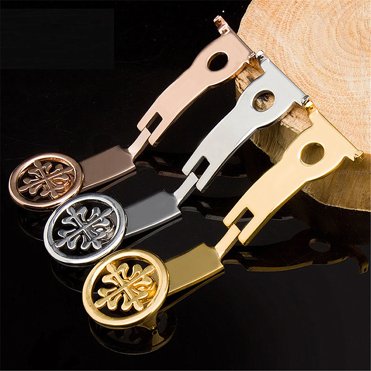 18 20mm Stainless Steel Folding Butterfly Buckle Clasp For Patek Watchband Strap