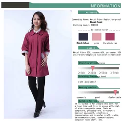 INSAHO – manteau de protection anti-poussière EMF, coupe-vent pour femmes, vêtements de protection contre les radiations électromagnétiques en fibre métallique SHD018