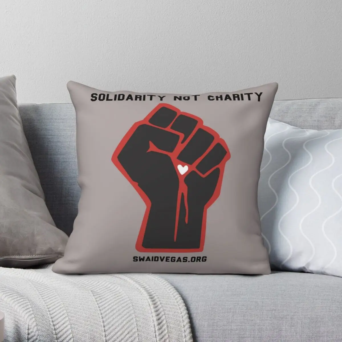 Solidarity Not Charity Square Pillowcase Polyester Linen Velvet Pattern Zip Decor Bed Cushion Case