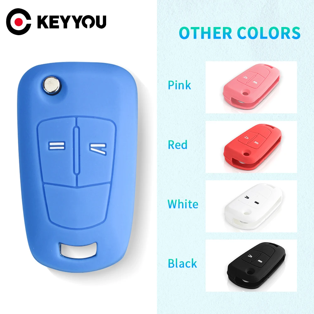 KEYYOU Key Rings For Vauxhall/Opel Corsa Astra Vectra Tigra Zafira Signum Combo Meriva Keyless Fob Shell Silicone Key Case Cover