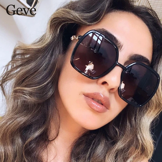 Oversized Black Square Sunglasses Women | Oversized Black Sunglasses  Designer - Sunglasses - Aliexpress