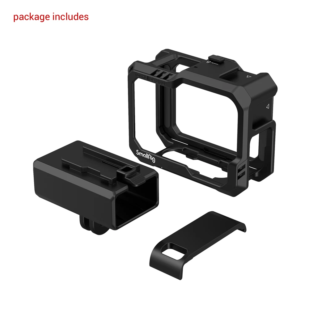 SmallRig Black Full Action Camera Cage For GoPro HERO9 / HERO10/ HERO 11 Full Cage with Press-on Flap Lock for Quick Disassembly